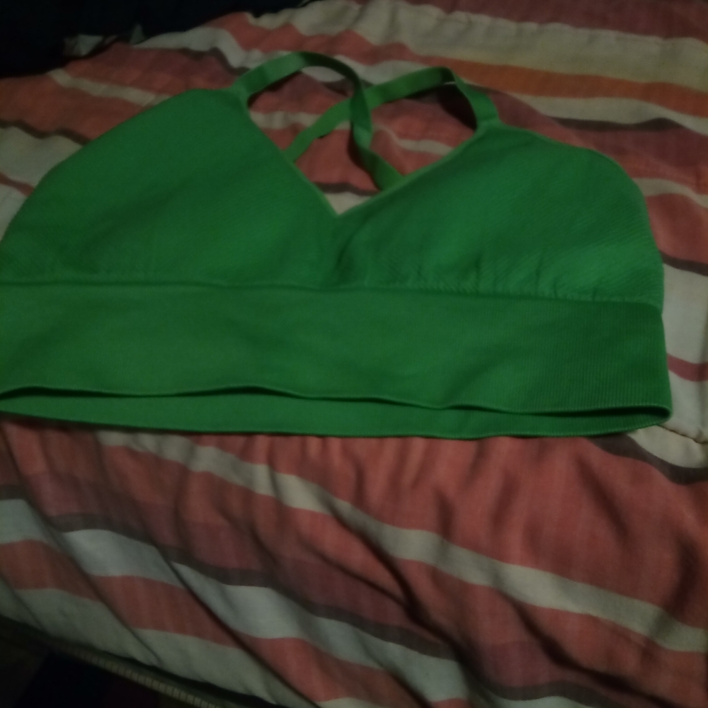 Green Sport Bra Size Large Good Condition No Brand